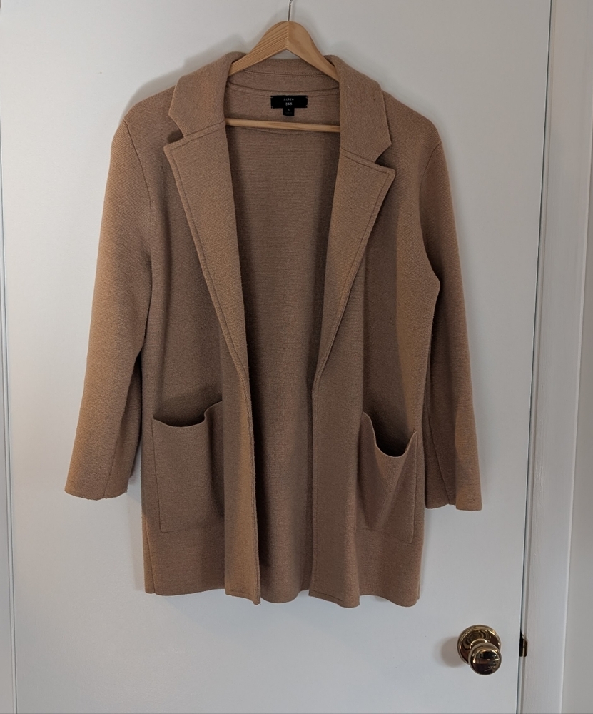 J.Crew Women's Beige 365 Sophie Open Front Sweater Blazer Cardigan Sweater Small